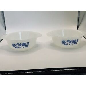 VTG Anchor Hocking Fire King Casserole Dishes Blue Cornflower Blue Set Of 2 12oz